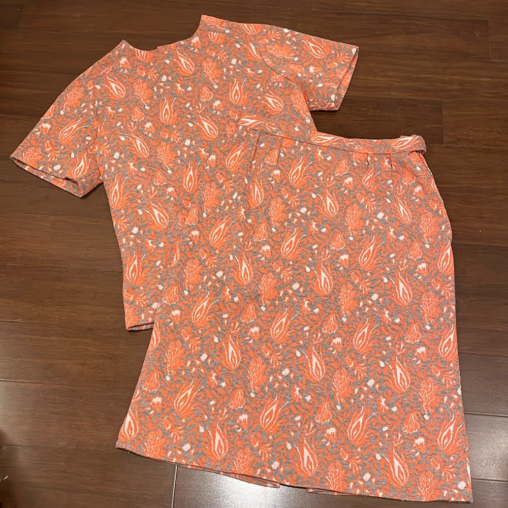 Vintage orange floral skirt set
